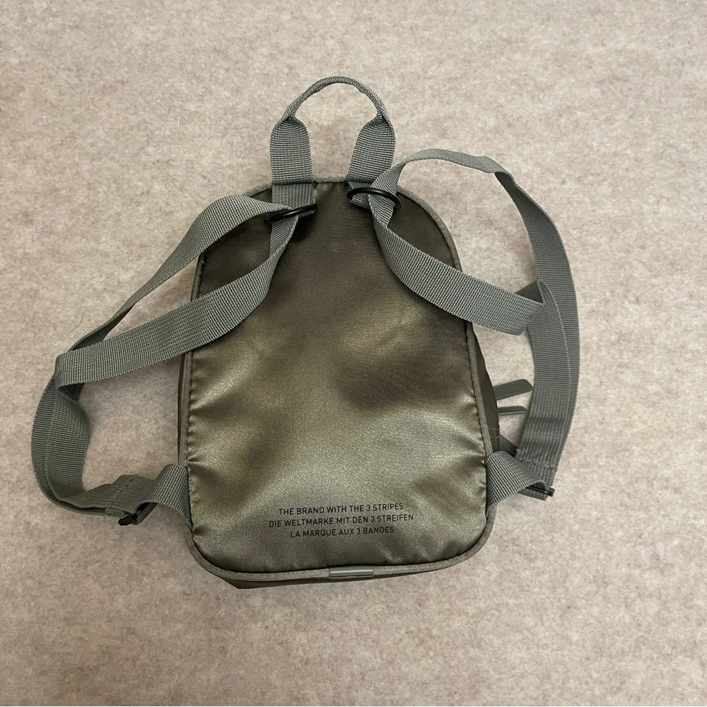 adidas Originals Santiago Mini Zip Backpack Satin Olive Green Black Logo